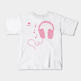 Music Notes Headphones by AiReal Apparel Kids T-Shirt